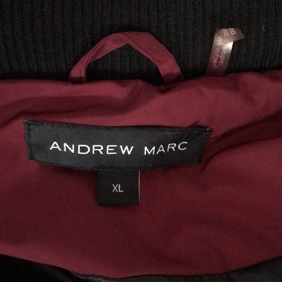 Andrew Marc burgundy and black quilted puffer zip up vest - Picture 7 of 9